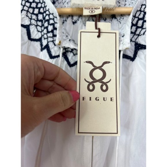 NWT Figue Poplin Embroidered Tassel Corded Frankie Top Clean White Size: Medium - Picture 6 of 10